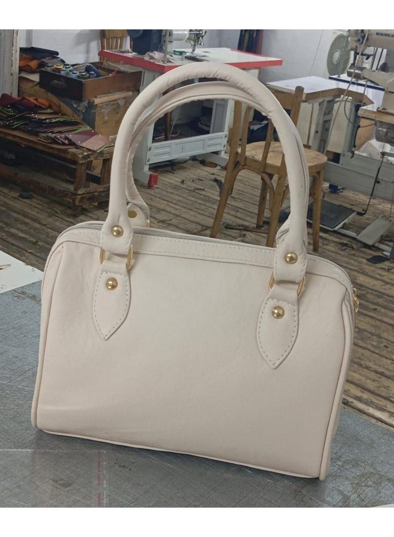 Naturali Handmade Genuine Leather Women’s Bag in Beige Color - Image 2